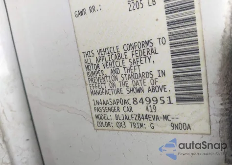 2010 Nissan Maxima 3.5 Sv from USA, damaged, VIN 1N4AA5AP0AC849951